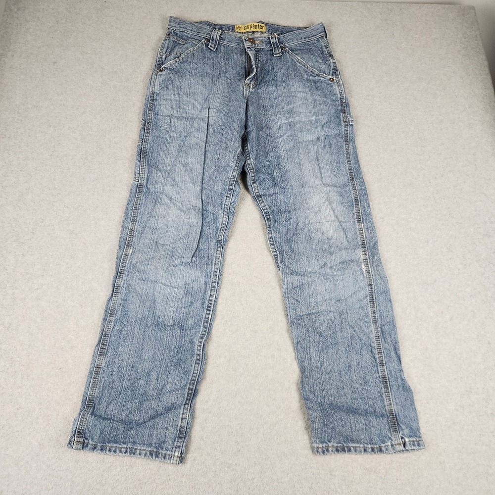Lee Dungarees Carpenter Jeans Mens 30x30 Blue Denim Faded Relaxed Hammer Loop
